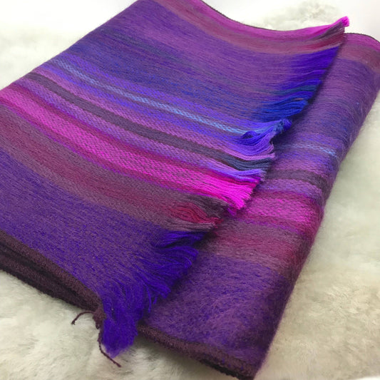 The Funky Alpaca Plum Stripe Woven Scarf