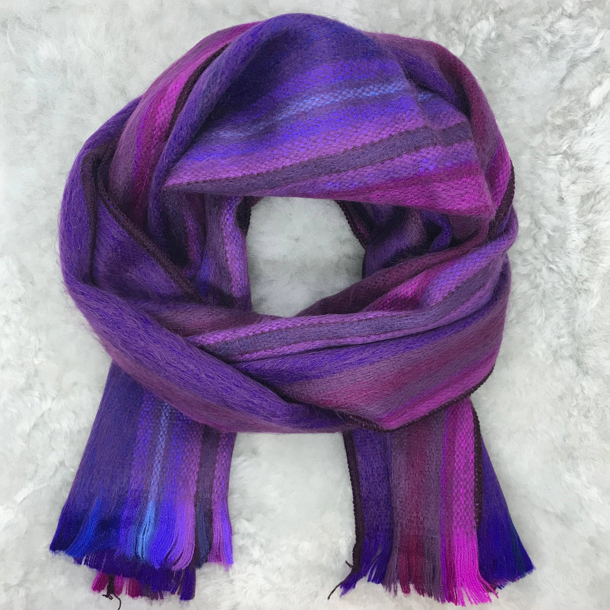The Funky Alpaca Plum Stripe Woven Scarf