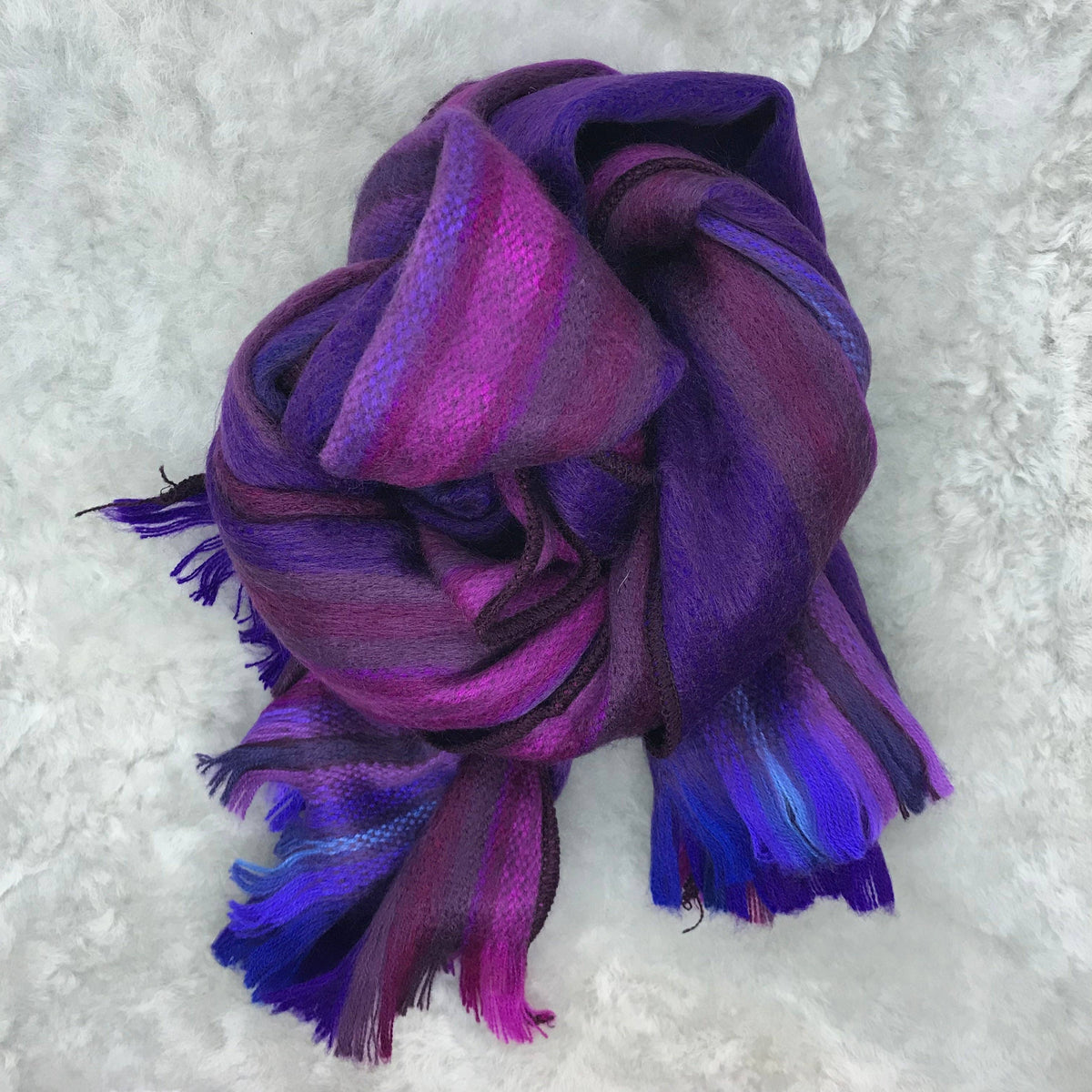 The Funky Alpaca Plum Stripe Woven Scarf