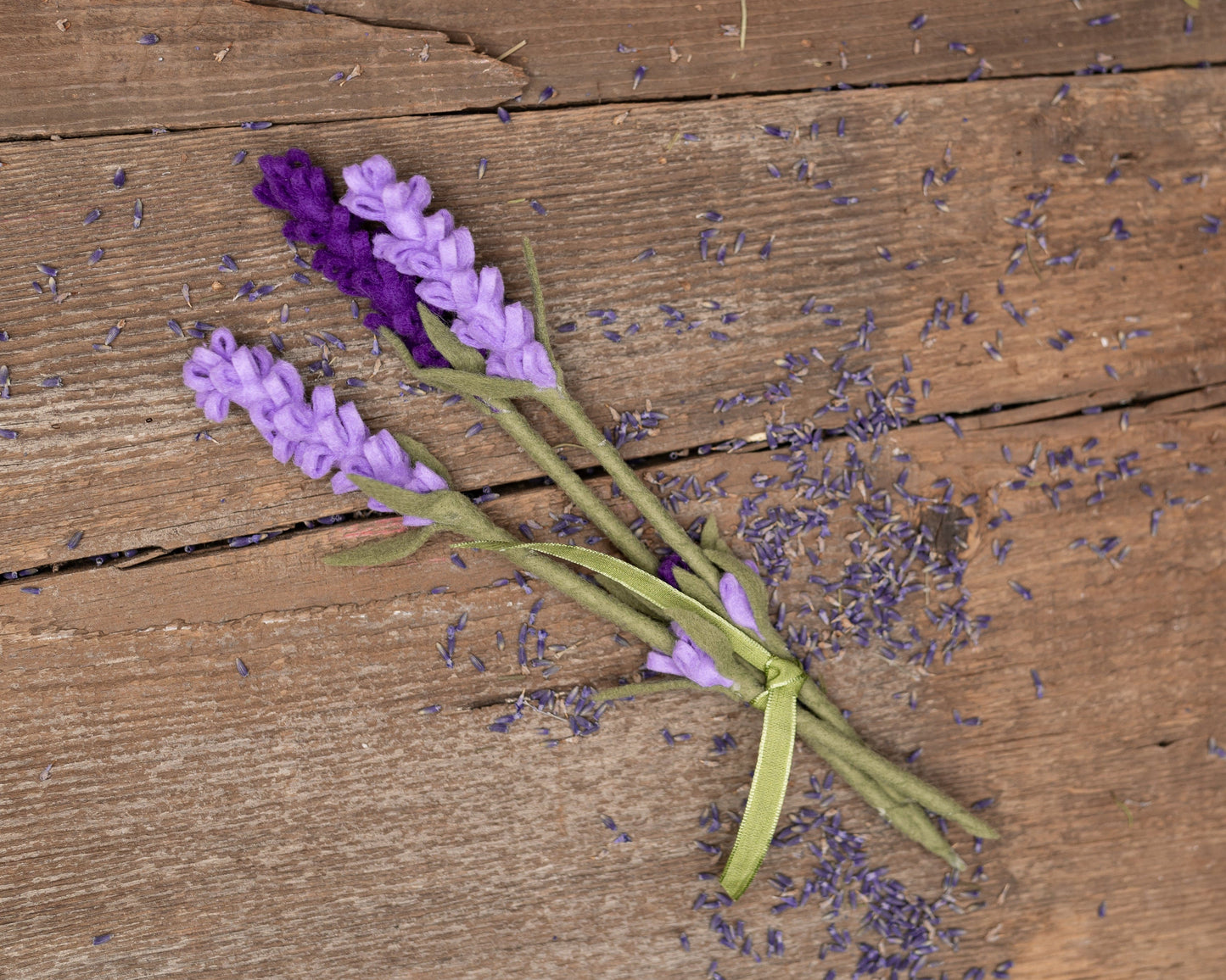 True Lavender Collective Triple Stem - Mixed Felted Lavender Stem