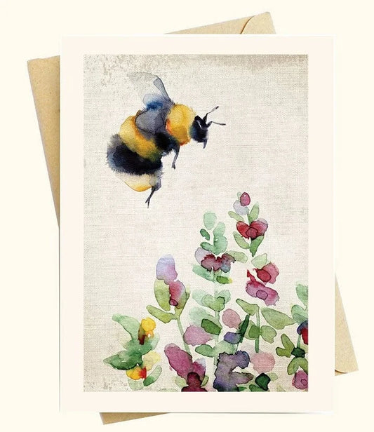 True Lavender Collective Greeting Card - "Watercolor Wildflowers with Bee" by Kennedy